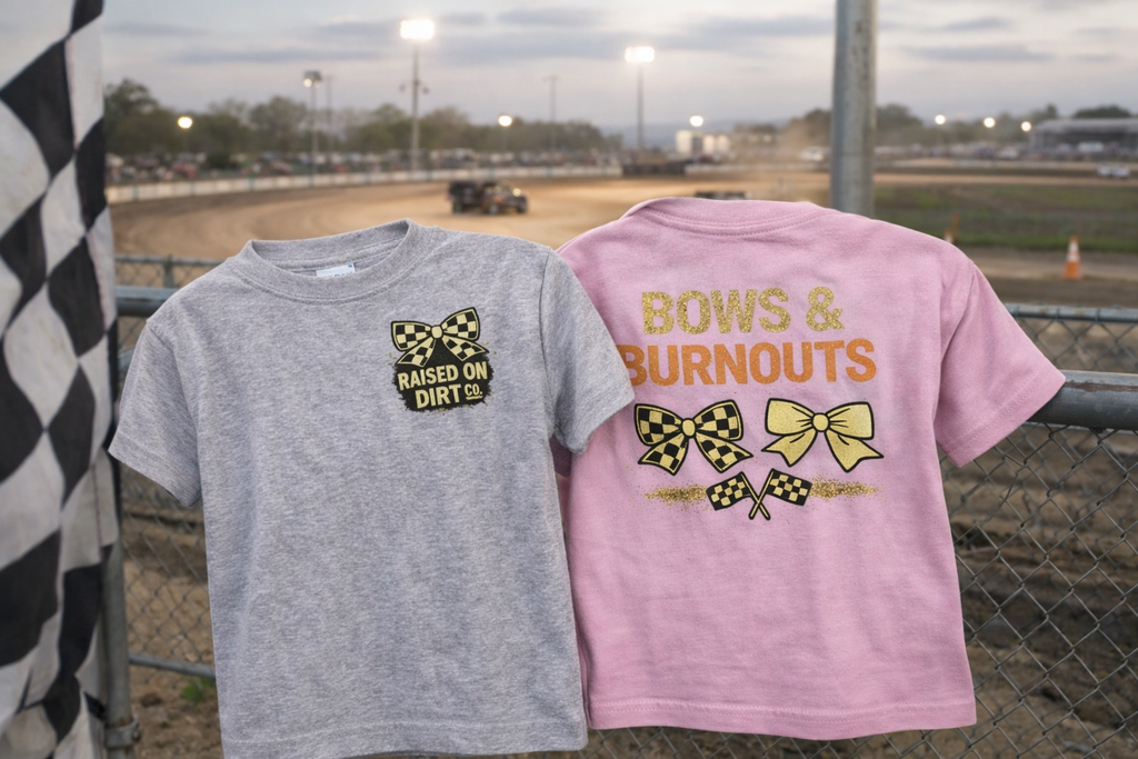 Raised on Dirt Girls Dirt Track Tee - Bows & Burnouts
