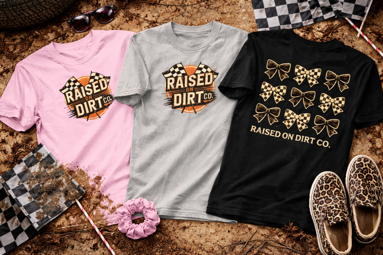 Raised on Dirt Girls Dirt Track Tee - Bowed Up