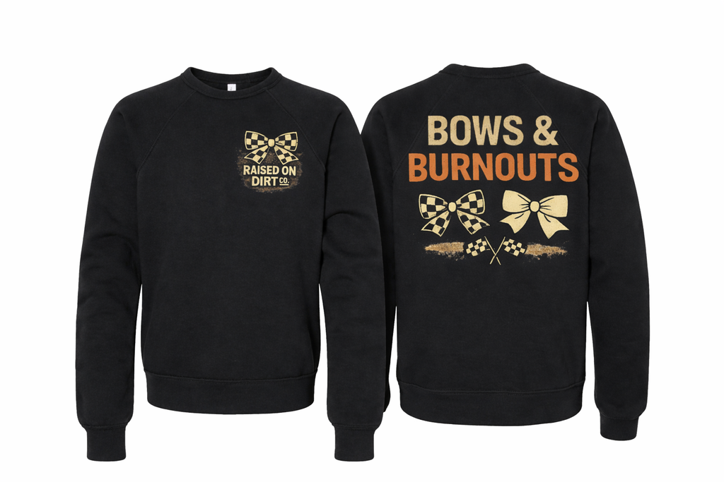 Raised on Dirt Toddler/Youth - Bows & Burnouts Crew Neck Sweatshirt
