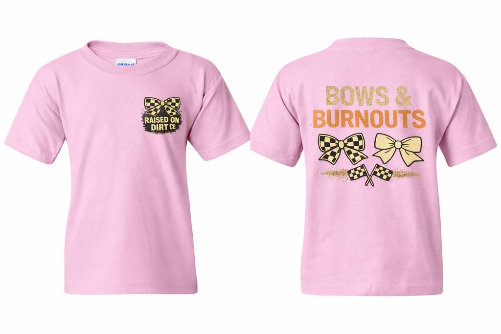 Raised on Dirt Girls Dirt Track Tee - Bows & Burnouts
